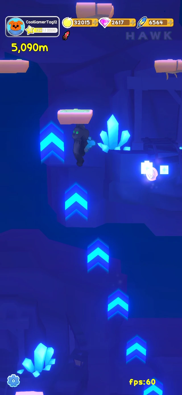 Glowing boost arrows and crystal platforms in Just Jump!